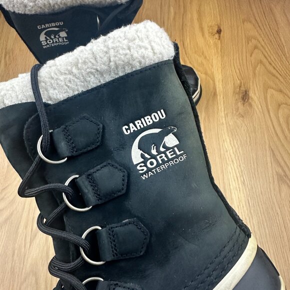 Sorel Caribou Women’s Black Nubuck Waterproof Boots Winter Snow Size 6 - Picture 3 of 9